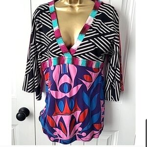 Custo Barcelona Pink and Blue Patterned Top